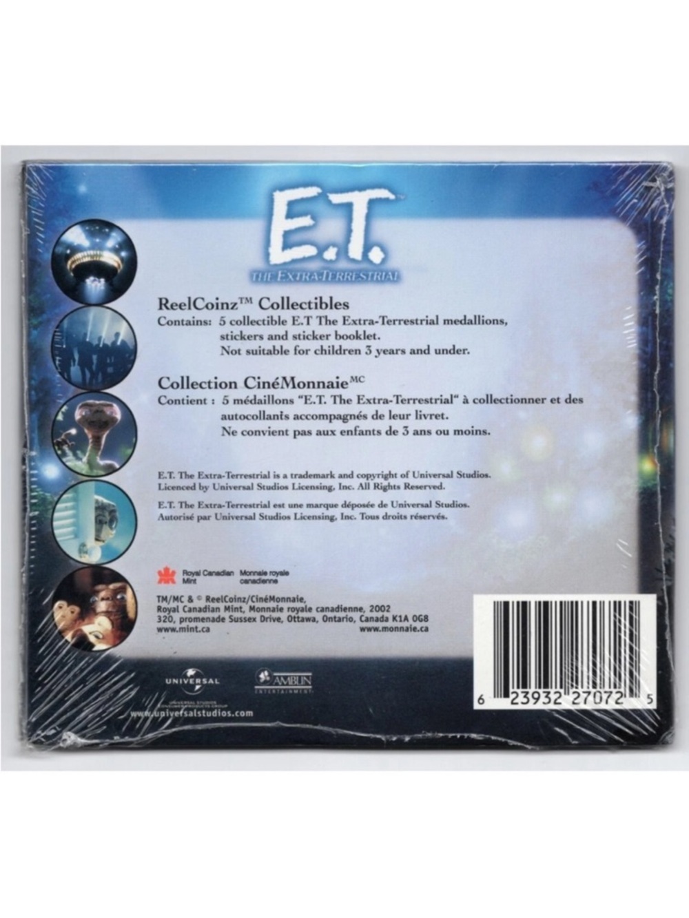 🇨🇦NOW $20🍀 E.T. The Extra Terrestrial Movie 2002 Canada Reel Sealed Coin Set - Picture 2 of 2